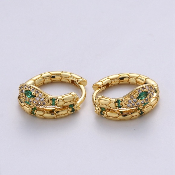 18K Gold Filled Snake Hoop Earrings - Picture 3 of 5